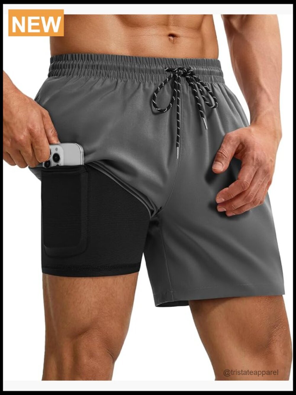 5 Inch Men's Swim Trunks with Built-In Liner Quick Dry Drawstring Pockets